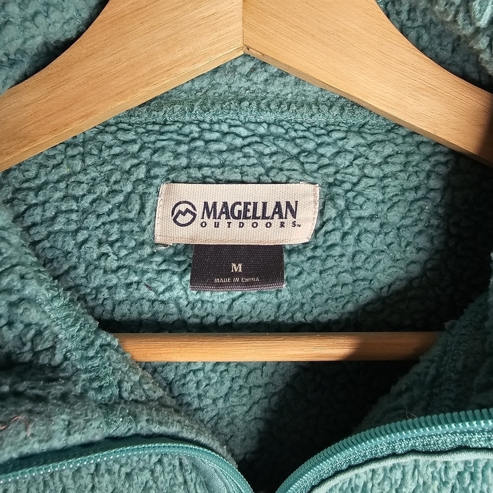 Magellan Girls Teal Fleece Jacket with Hood, Medium - Picture 2 of 5
